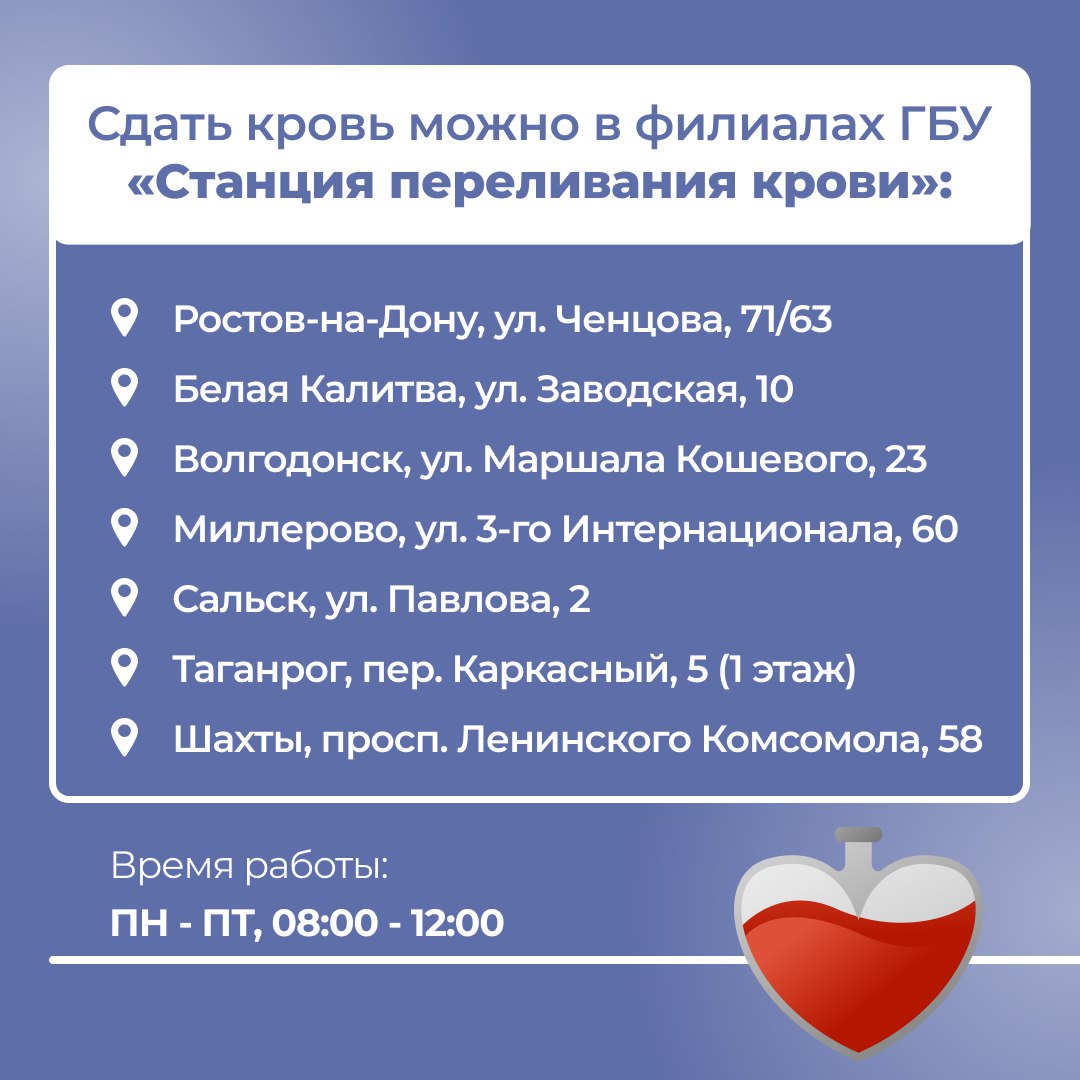 Жители Ростовской области могут принять участие в донорской акции и сдать кровь