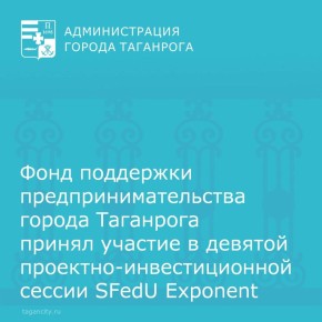 Муниципальный Фонд поддержки предпринимательства города Таганрога принял участие в девятой проектно-инвестиционной сессии SFedU Exponent, организованной Институтом компьютерных технологий и информационной безопасности Южного...