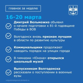 Главные события, произошедшие за последнюю неделю - в нашей рубрике