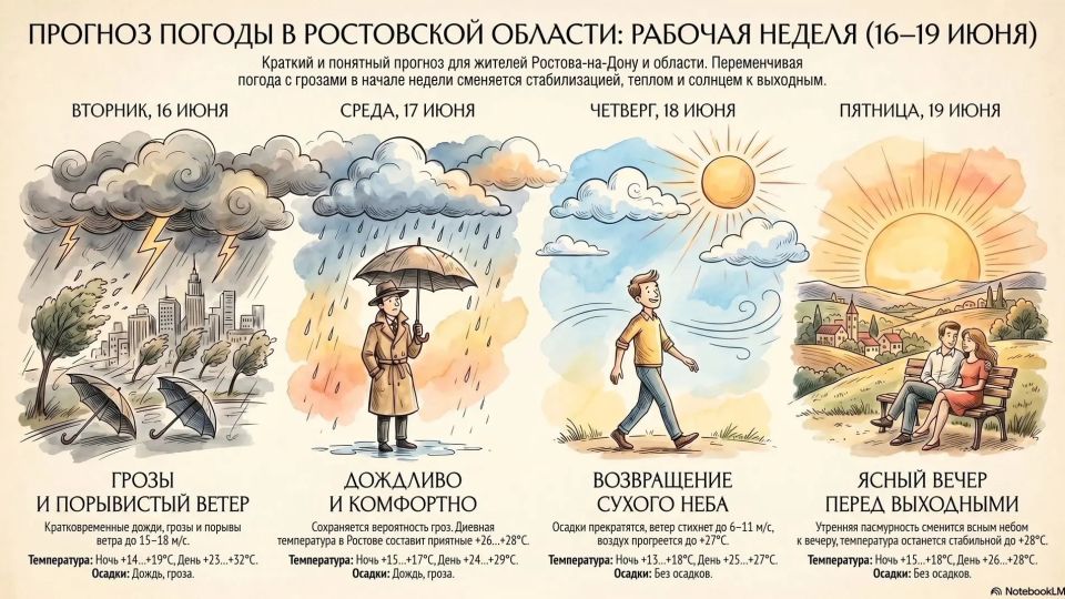 От +8 до +32, дожди, грозы и сильный ветер: Какой будет погода в Ростовской области на неделе