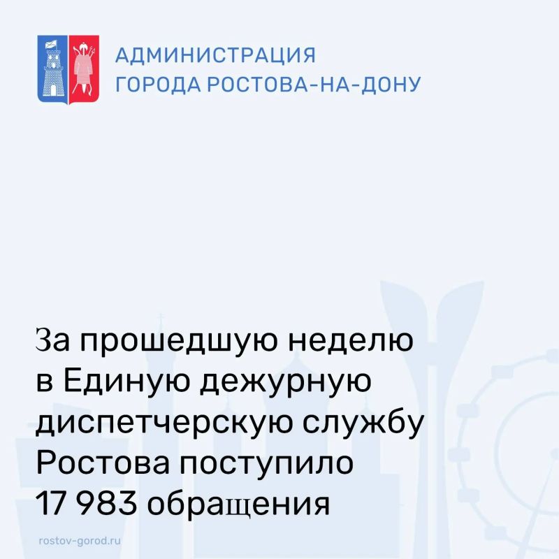 За минувшую неделю в ЕДДС нашего города поступило 17 983 обращения от жителей
