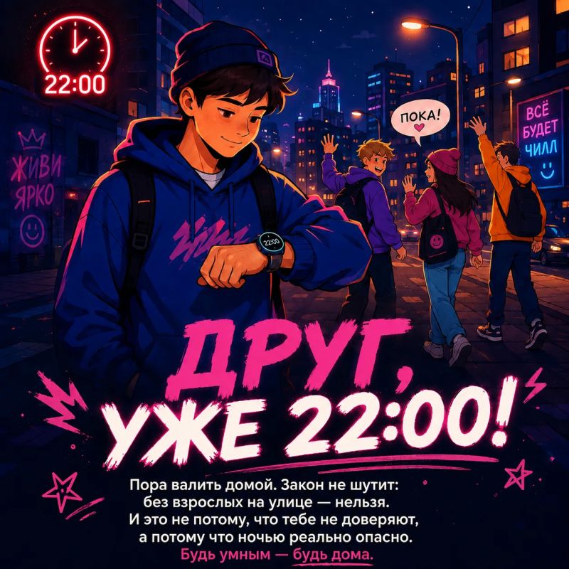 В России действует закон — в 22:00 дети до 18 лет должны быть дома