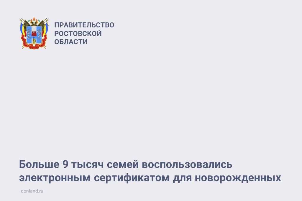 Более 9 тысяч донских семей воспользовались электронным сертификатом для новорожденных