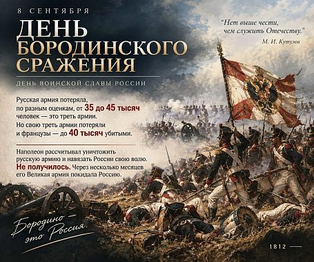 «Славься битвой исполинской, славься в век, Бородино!»...