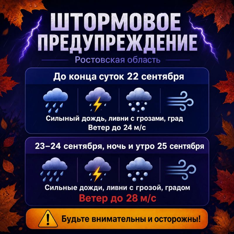 Штормовое предупреждение из-за ливней и грозы объявили в Ростовской области