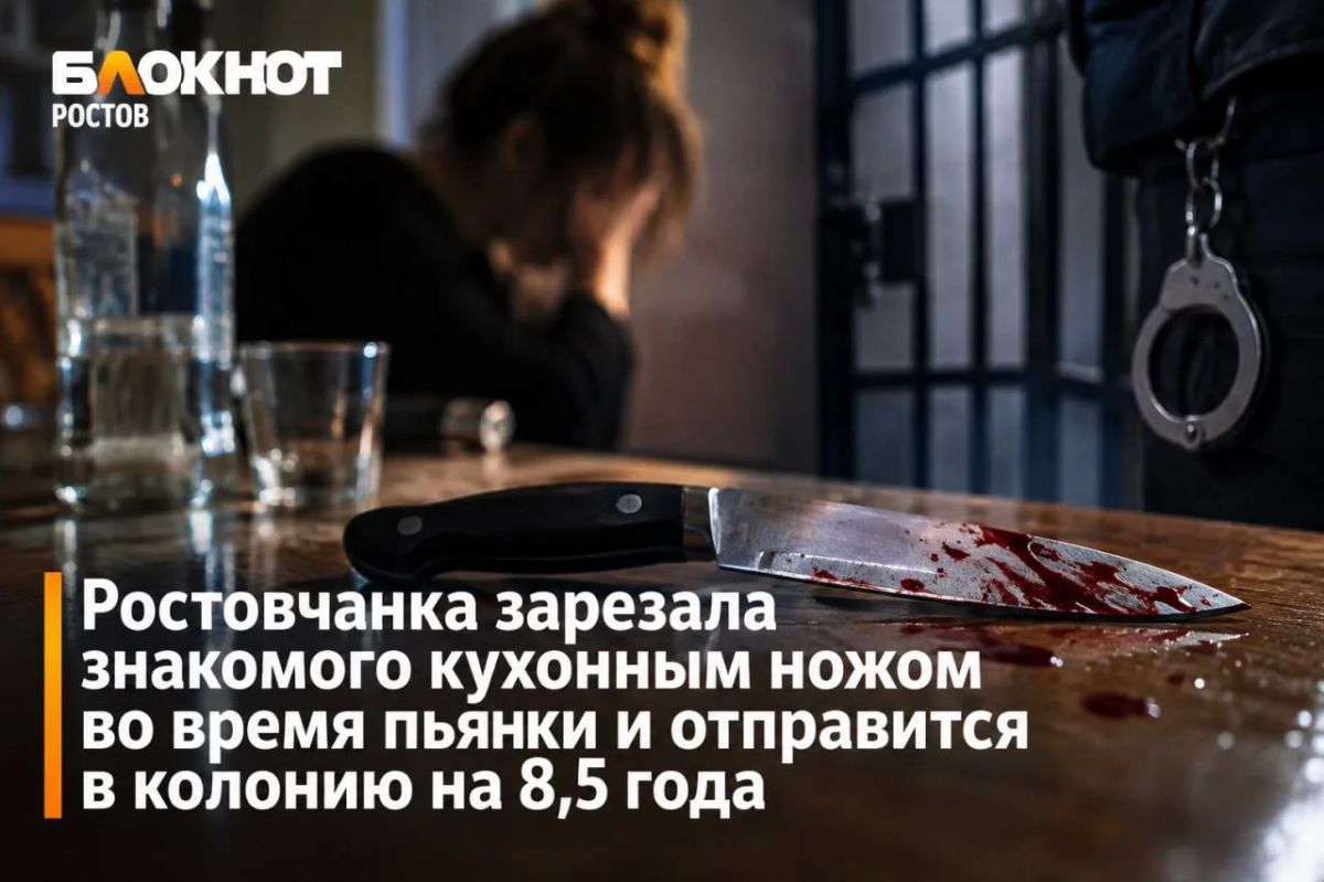 Ростовчанка зарезала знакомого кухонным ножом во время пьянки и отправится в колонию на 8,5 года