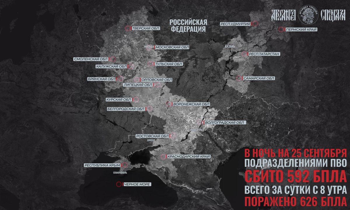 Массированный налет БпЛА. Спустя сутки перерыва украинские формирования провели массированный удар по российской территории, задействовав свыше 500 беспилотников в ночь на 25 сентября