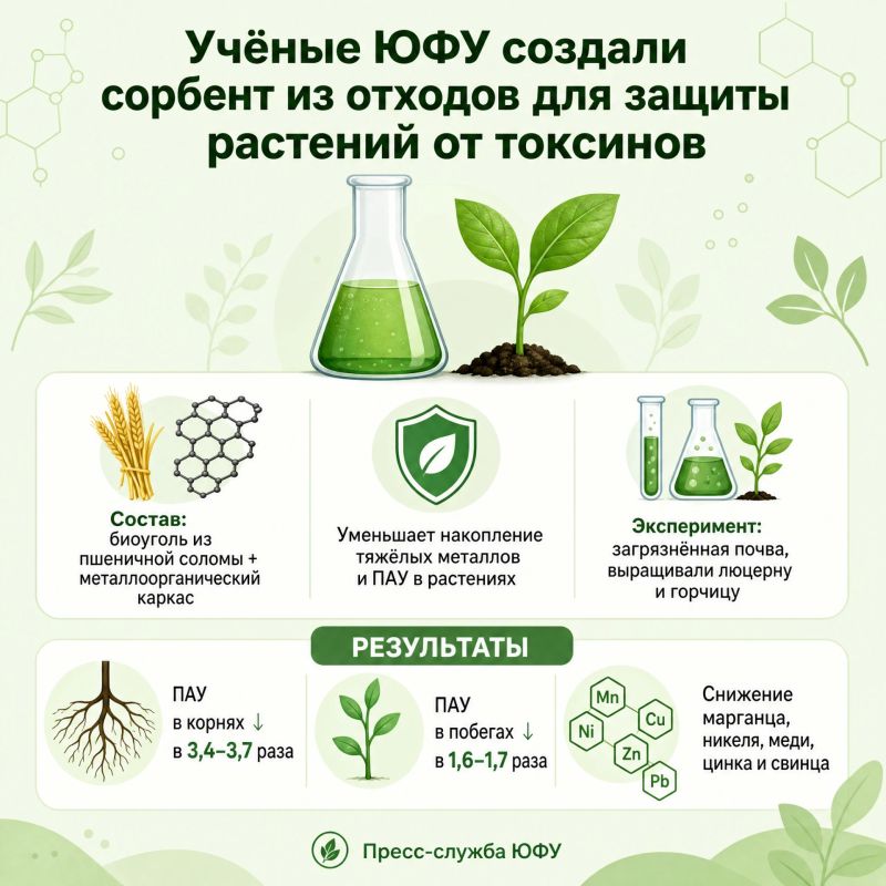 Учёные ЮФУ создали сорбент из отходов для защиты растений от токсинов