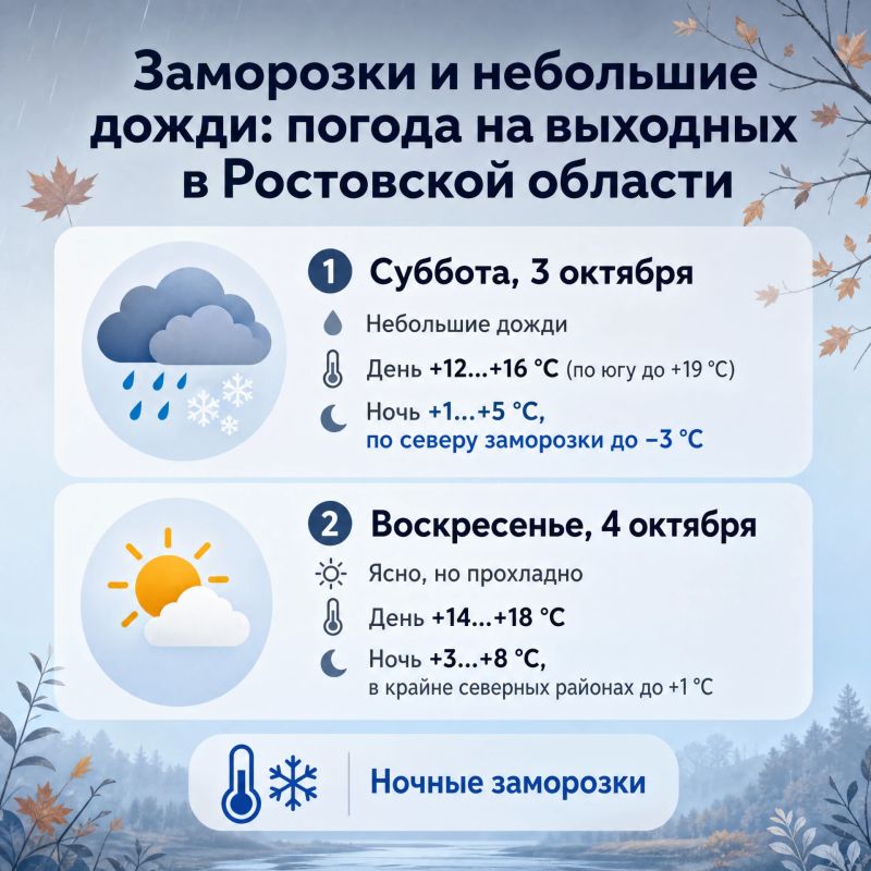 Заморозки и небольшие дожди: какая погода ждёт дончан на выходных?