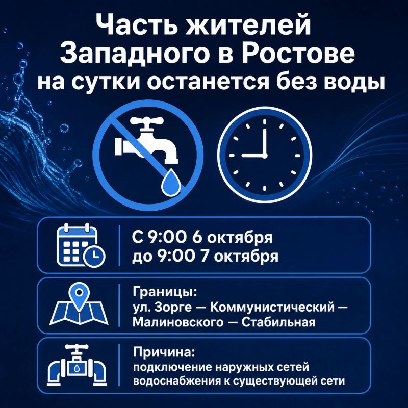 Часть жителей Западного в Ростове на сутки останется без воды