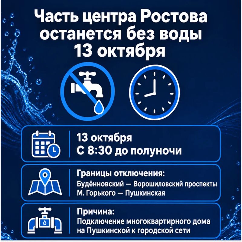 Часть центра Ростова останется без воды
