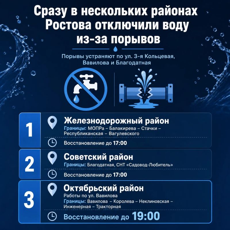 Сразу в нескольких районах Ростова отключили воду из-за порывов