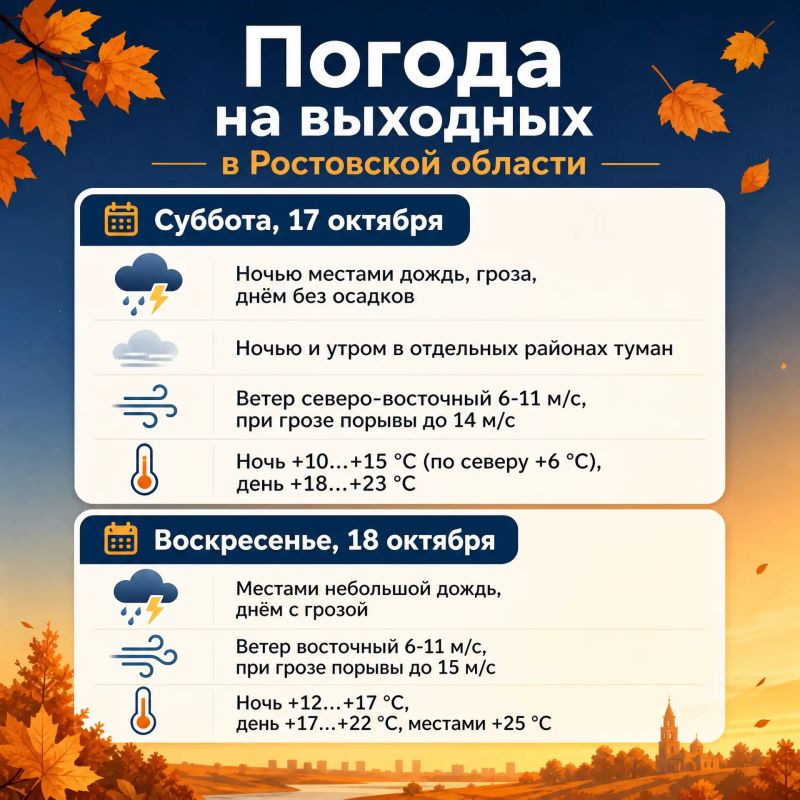 Небольшие дожди, гроза и до +25 °С: какая погода ждёт дончан на выходных?