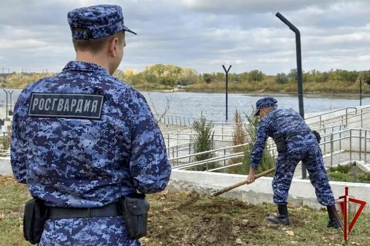 Сотрудники Росгвардии приняли участие в традиционном Дне древонасаждения в Ростовской области