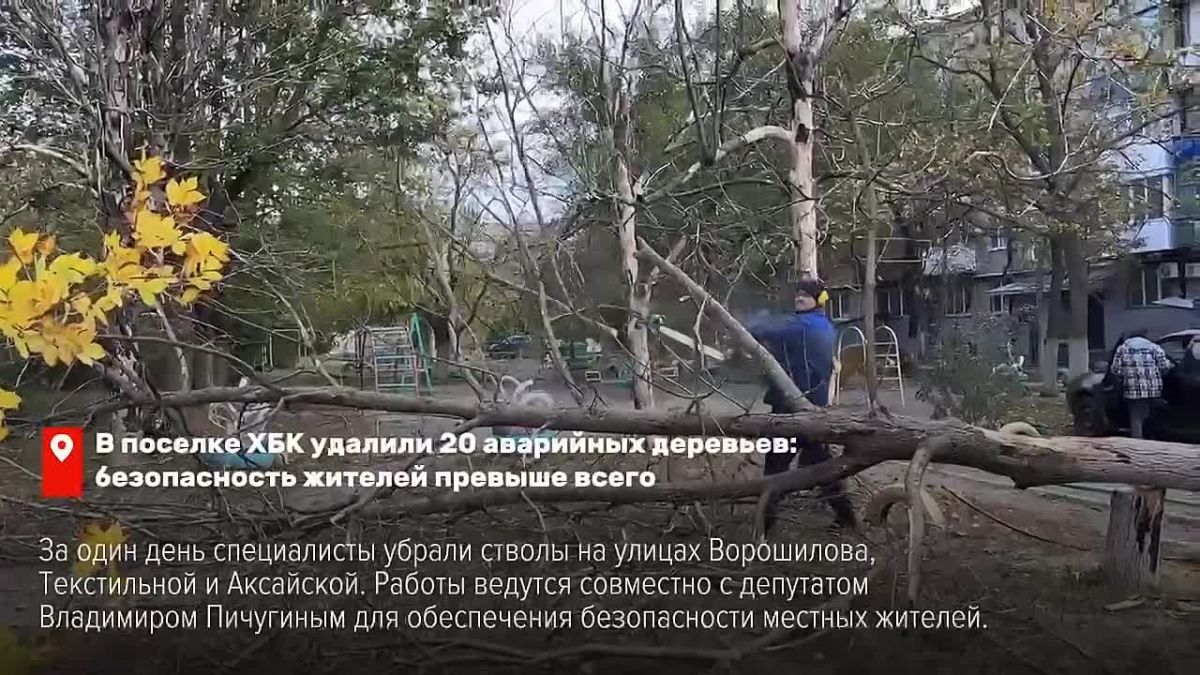 В посёлке ХБК продолжают убирать аварийные деревья